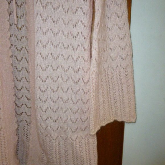 Womens Victoria Secret Mohair Wool Blend Pink Sweater Coat Long Cardigan M Mediu - Picture 4 of 8